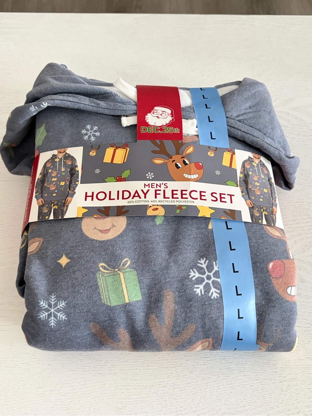 Men's Gray Holiday Fleece Jogger Pants - Reindeer Print